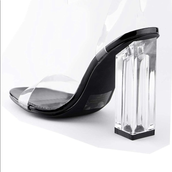 REVOL Clear Strap Block high Heel Sandals transparent high heels - Picture 3 of 9
